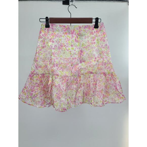 Wildfox floral ruffle bottom skirt Sm garden girl summer picnic dainty feminine - Picture 8 of 10